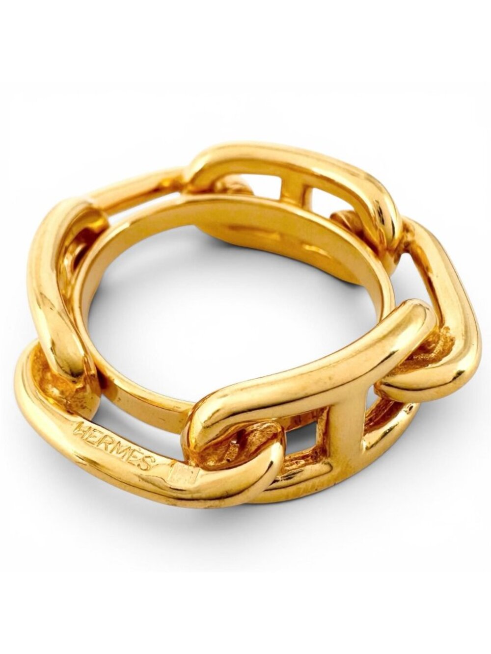 Hermes Legate Chain Motif Chaine D'Ancre Scarf Closure Ring Gold - Picture 1 of 4